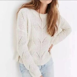 Madewell Charley pointelle alpaca blend ivory colored sweater. Size small